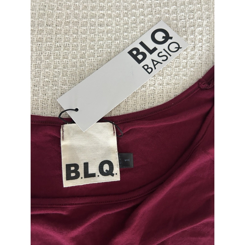 B.L.Q. NWT Womens Burgundy Long Sleeve Cropped Top Size 1 (small) - Picture 4 of 5